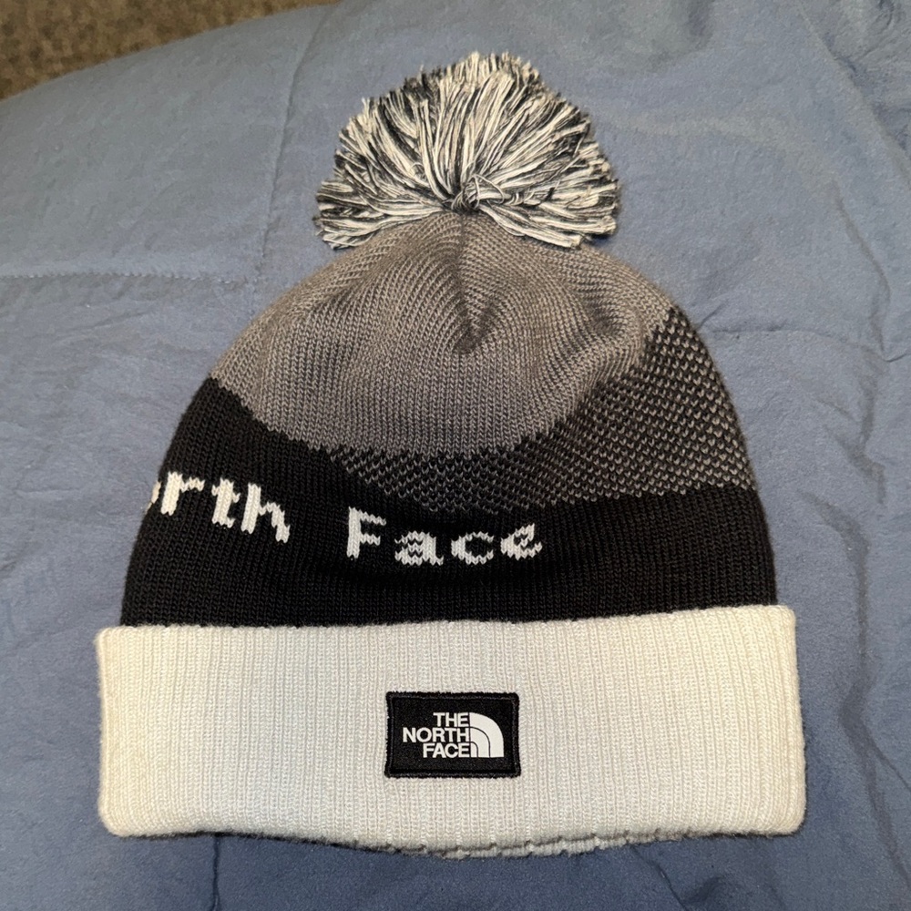 The North Face Black and Gray Knit Beanie